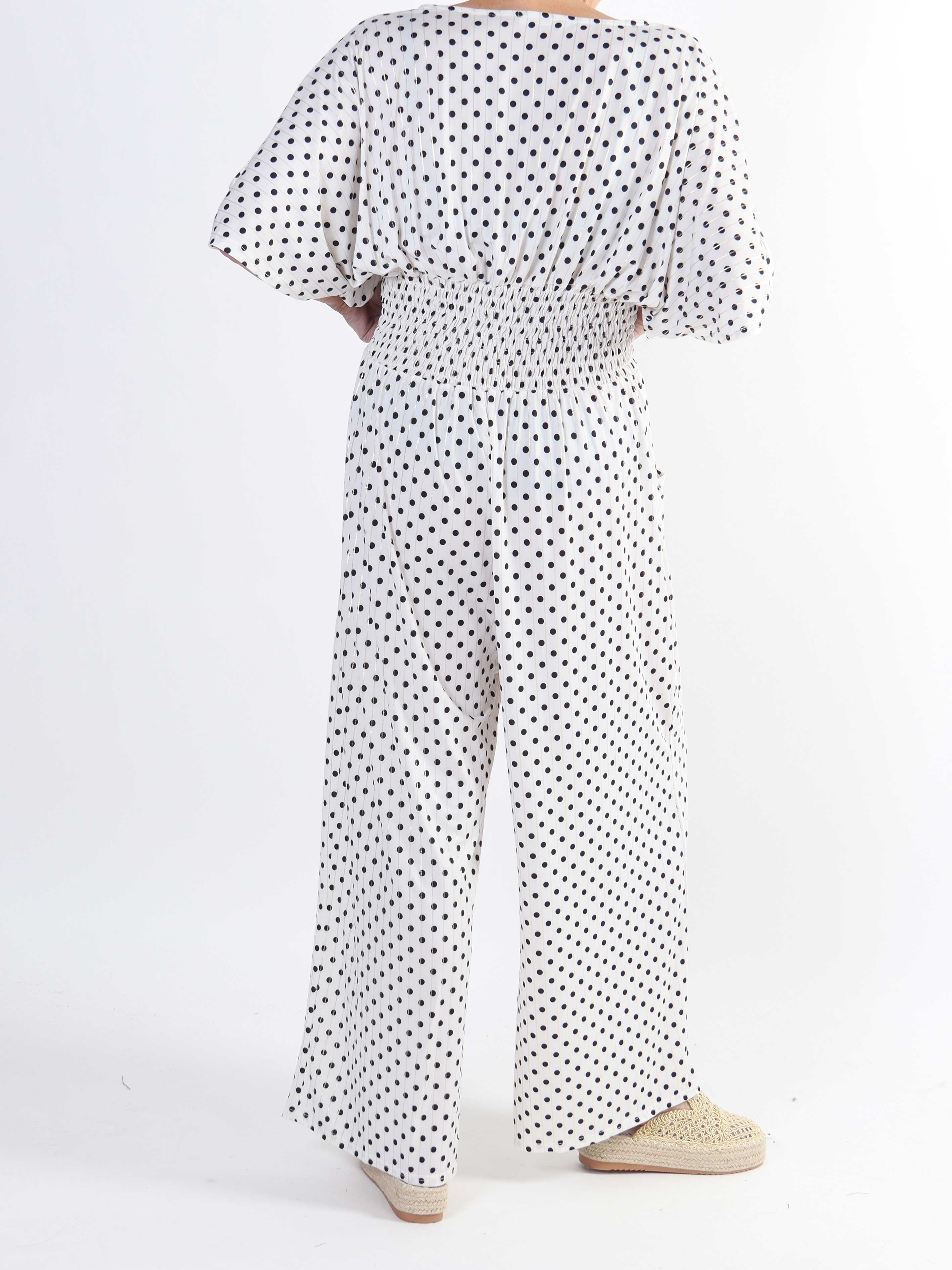 Pams Dot Jumpsuit - Elastisk plus size buksedragt med prikker